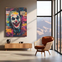 miling Joker Graffiti Metal Frame | Street Art Style Wall Poster | Urban DC Villain Wall Decor - TURTLEWINGS