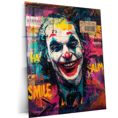 miling Joker Graffiti Metal Frame | Street Art Style Wall Poster | Urban DC Villain Wall Decor - TURTLEWINGS