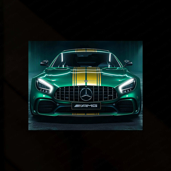 Mercedes Racing Neon LED Metal Poster â High-Performance Motorsport Wall Art - TURTLEWINGS