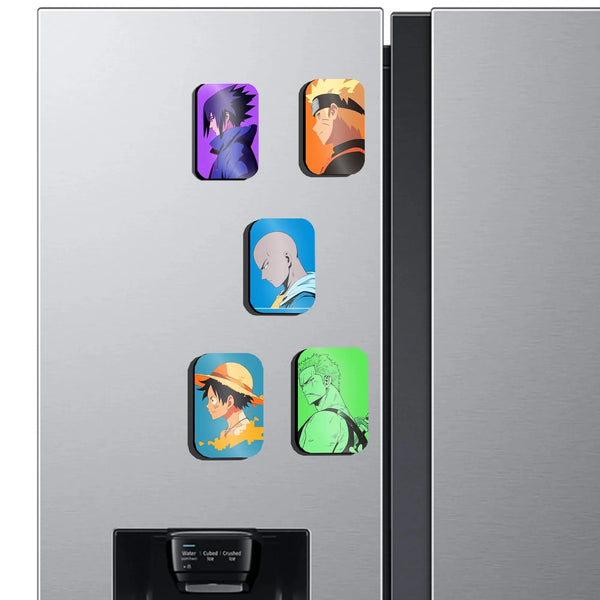 Fridge Magnets | Naruto, Sasuke, Luffy, Zoro, Saitama Fridge Magnet Combo – Ultimate Anime Collection Set of 5 ( 60 x 80 mm) - TURTLEWINGS