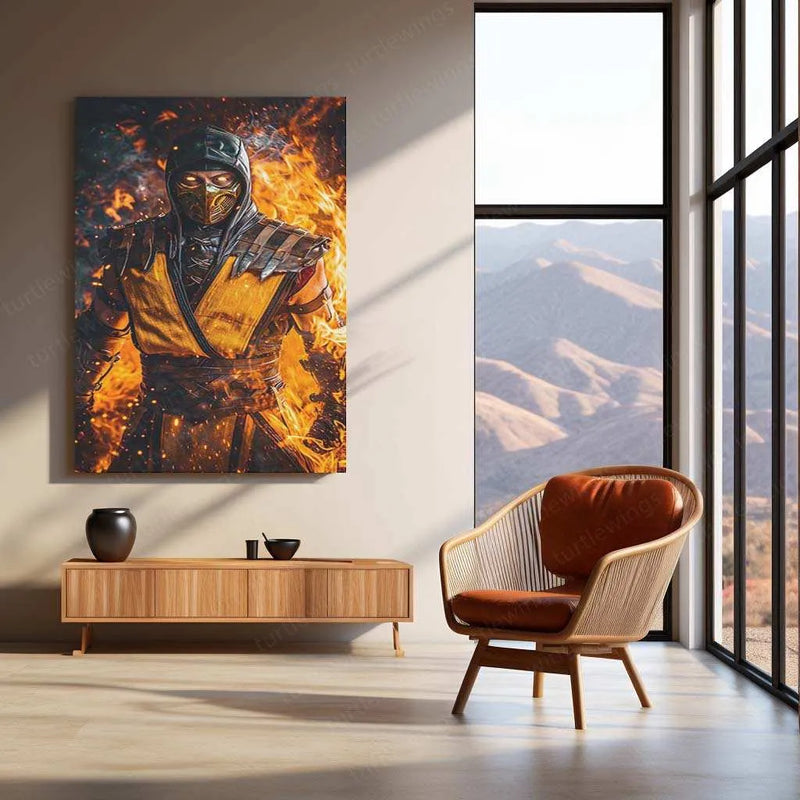 Scorpion from Mortal Kombat - Full-Body Artwork with Flowing Eyes - TURTLEWINGS