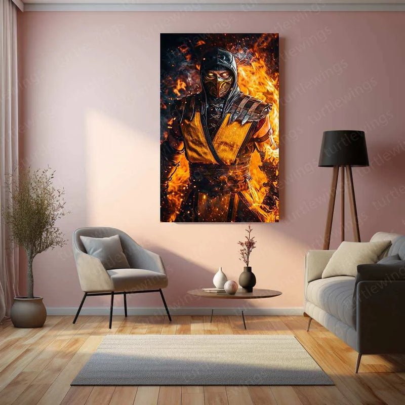 Scorpion from Mortal Kombat - Full-Body Artwork with Flowing Eyes - TURTLEWINGS