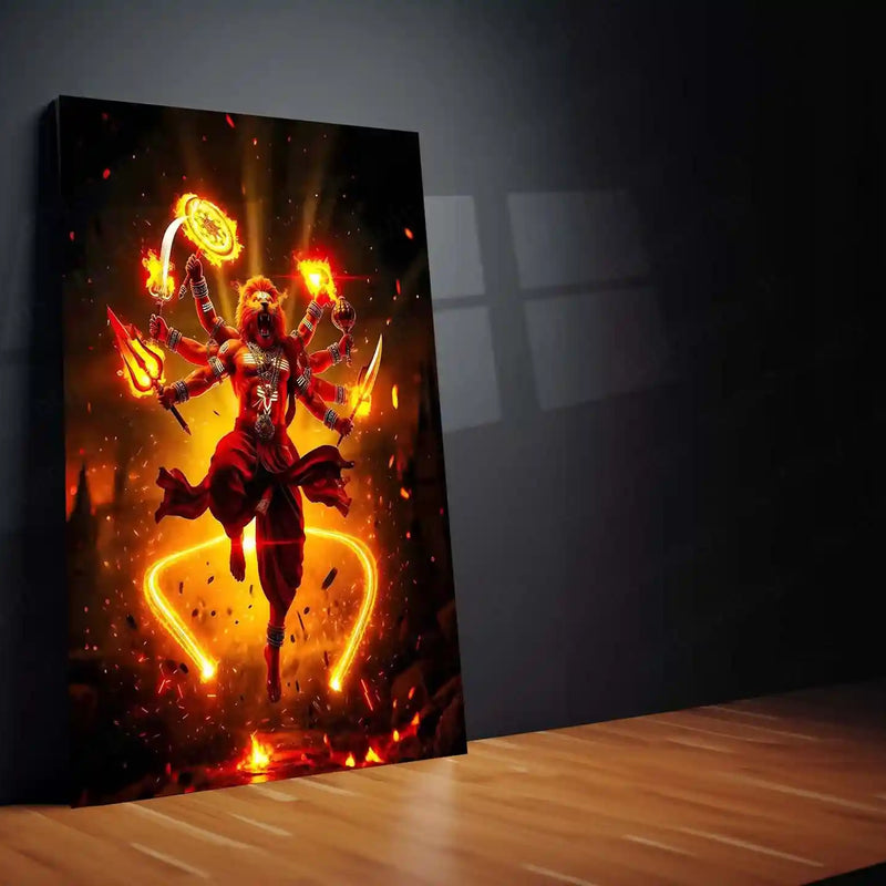 Lord Narasimha | Ugra Narasimha Metal Poster | Hindu Divine Wall Frame for Home 03