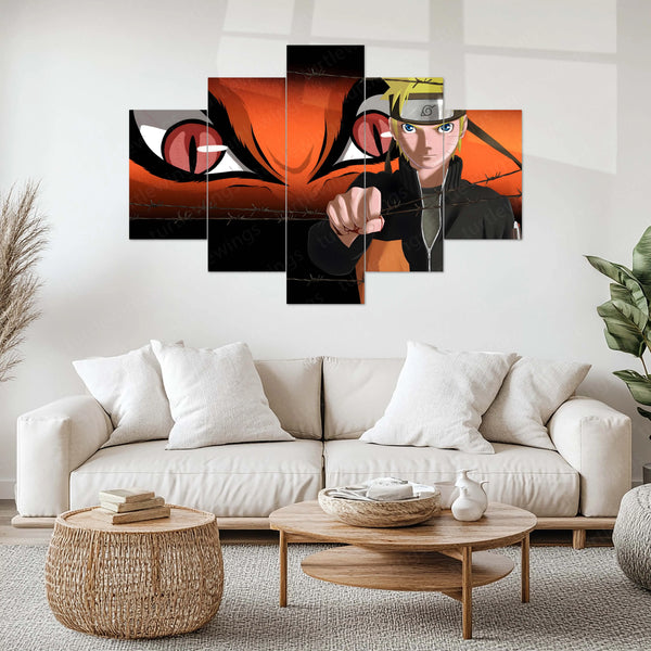 Naruto Metal Poster Set of 5 – Split Wall Art | Hokage Legacy Edition | Epic Anime Metal Frame Collection