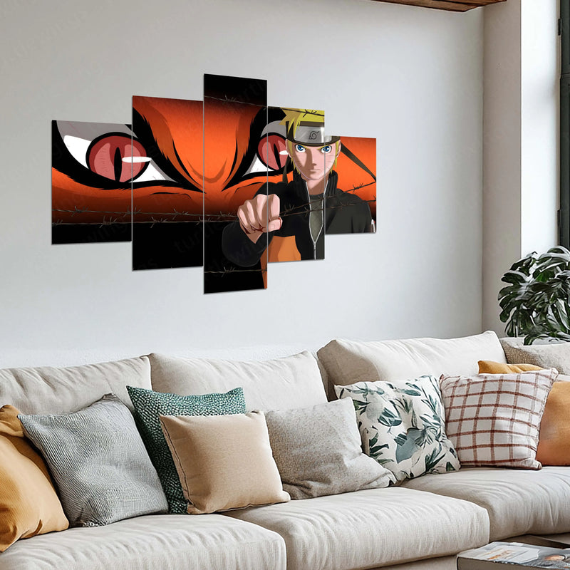 Naruto Metal Poster Set of 5 – Split Wall Art | Hokage Legacy Edition | Epic Anime Metal Frame Collection
