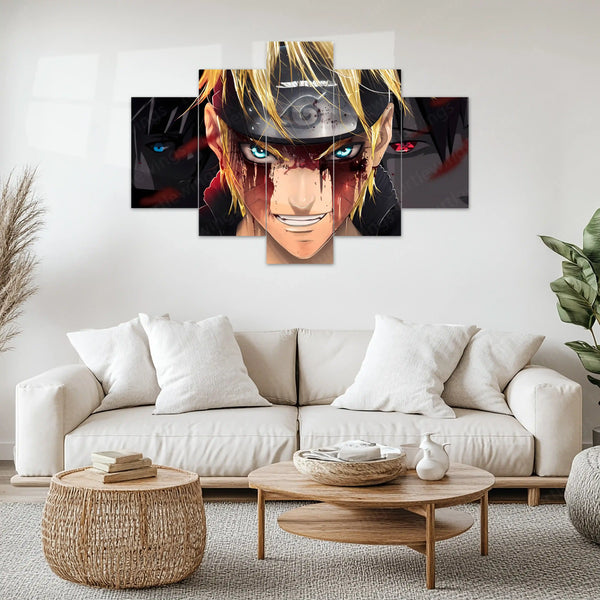 Naruto Metal Poster Set of 5 – Split Wall Art | Hokage Legacy Edition | Epic Anime Metal Frame Collection 01