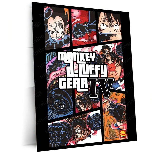 Monkey D. Luffy Gear 4 – One Piece Anime Metal Frame | Boundman Form Poster | Epic Anime Wall Art for Fans