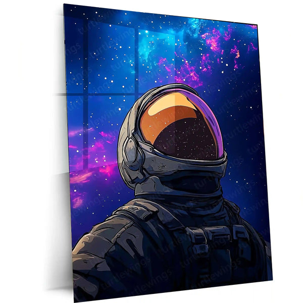 Outer Space Astronaut Metal Frame | Cosmic Sci-Fi Wall Art - TURTLEWINGS