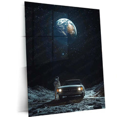 Outer Space Astronaut Metal Frame | Cosmic Sci-Fi Wall Art 02 - TURTLEWINGS