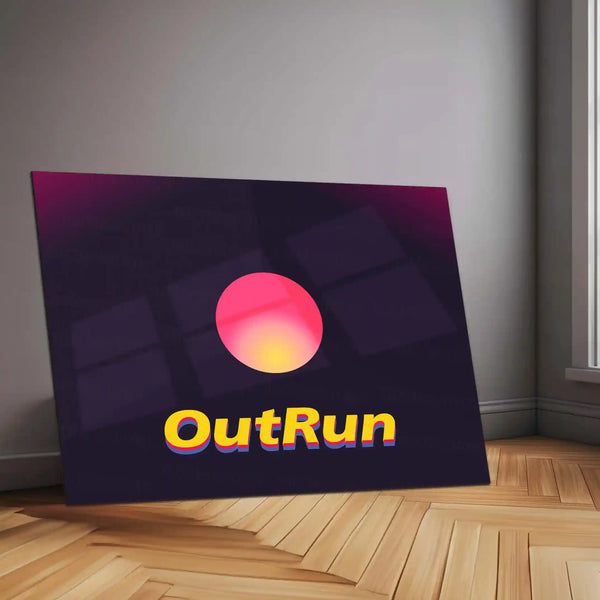 Outrun Typography – Metal Frame | Retro Synthwave Quote Wall Art | Vaporwave Neon Aesthetic Poster - TURTLEWINGS