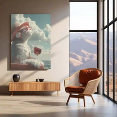 Cat with Red Wine Metal Frame | Quirky Animal Art for Wine Lovers - TURTLEWINGS