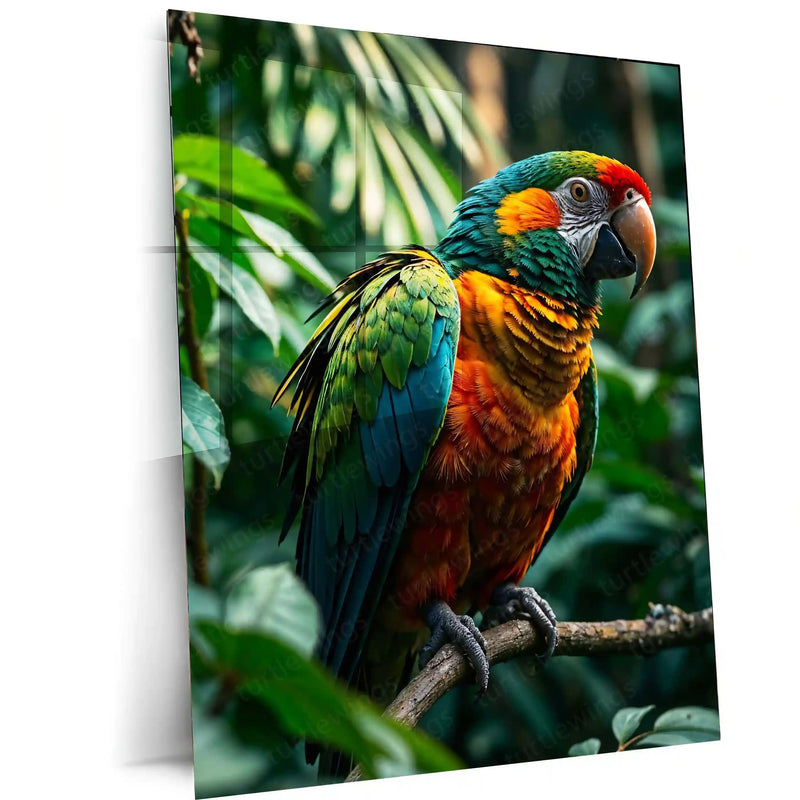 Colorful Parrot Metal Frame | Tropical Wall Art for Nature Lovers - TURTLEWINGS