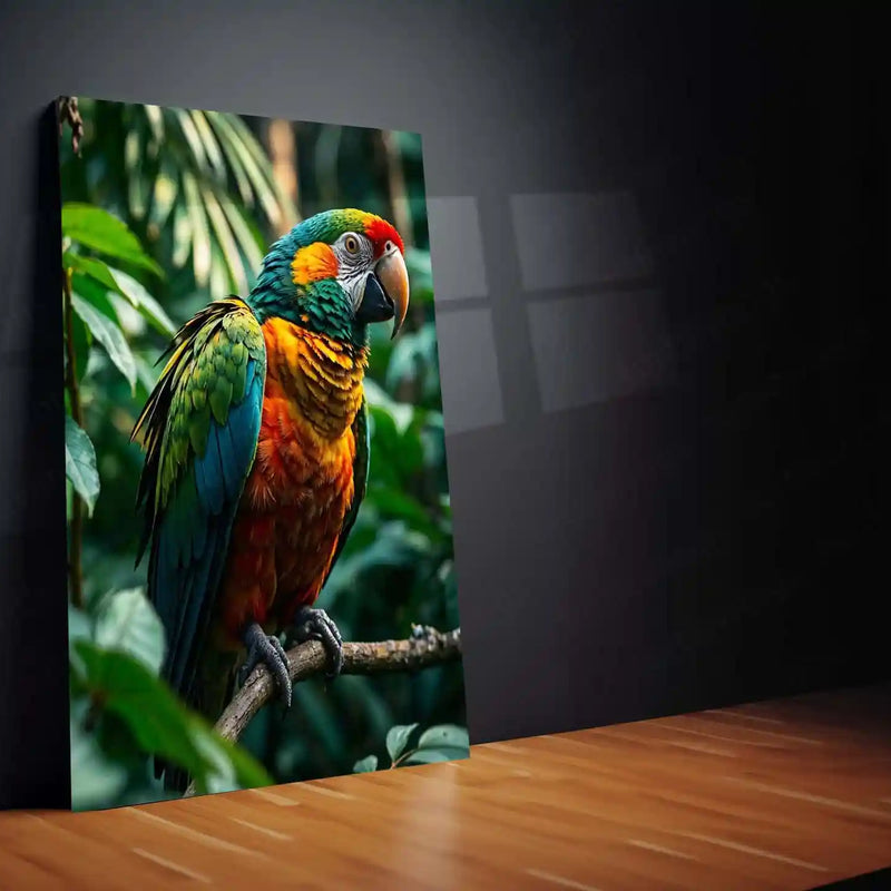 Colorful Parrot Metal Frame | Tropical Wall Art for Nature Lovers - TURTLEWINGS