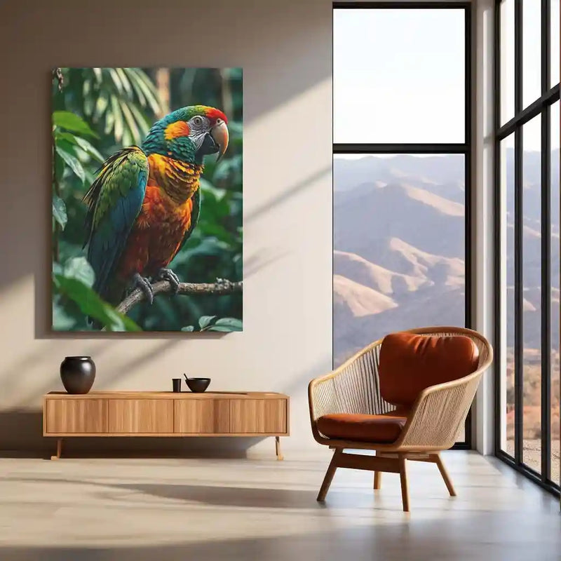 Colorful Parrot Metal Frame | Tropical Wall Art for Nature Lovers - TURTLEWINGS