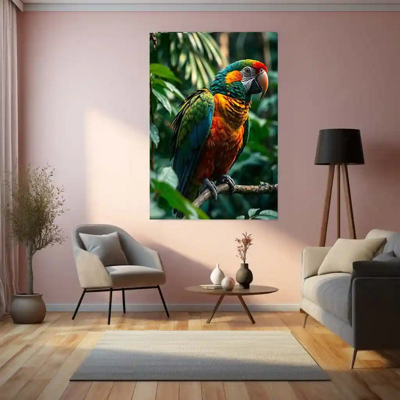 Colorful Parrot Metal Frame | Tropical Wall Art for Nature Lovers - TURTLEWINGS
