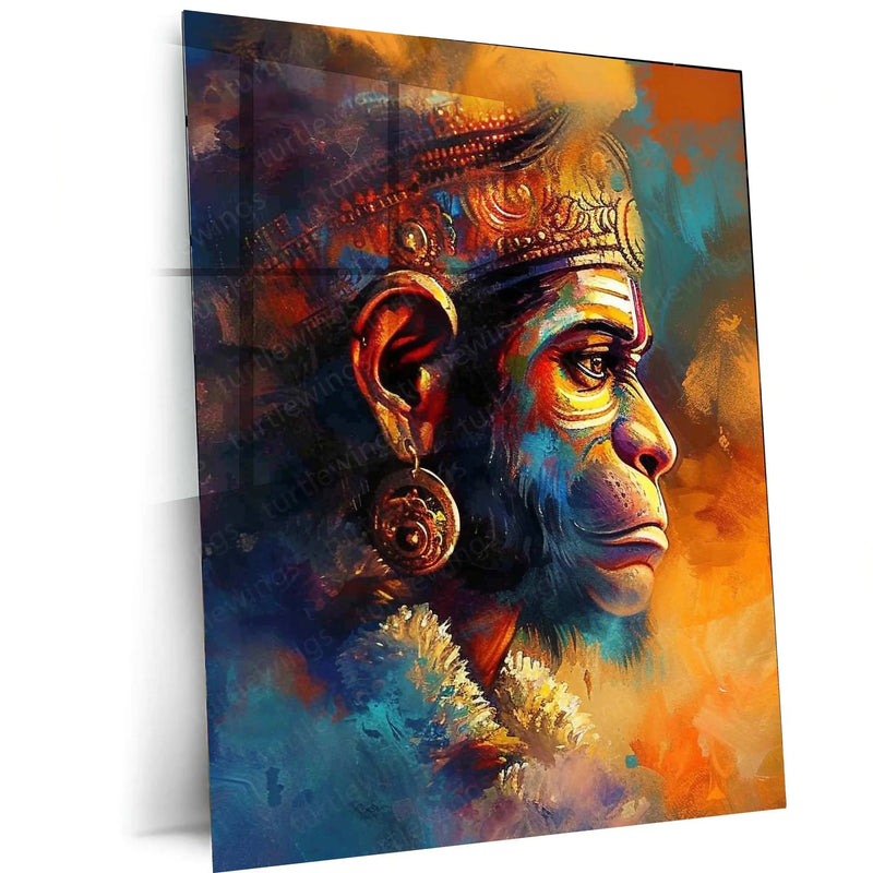 Abstract Art of Lord Hanuman – Divine Metal Poster - TURTLEWINGS