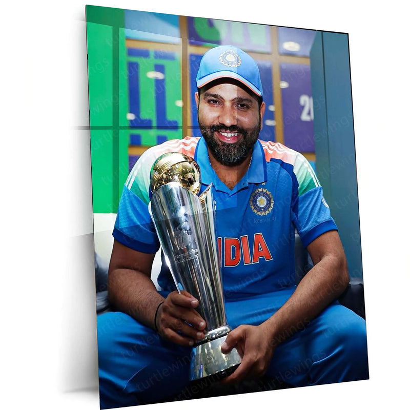Cricket Metal Poster | Rohit Sharma Celebration Metal Poster – Hitman Cricket Wall Art | Team India - TURTLEWINGS