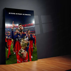 Cricket Metal Poster |🔥 Virat Kohli RCB Wins IPL Trophy 2025 – Historic Victory Metal Poster | Champion’s Wall Art - TURTLEWINGS