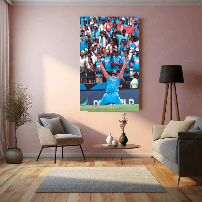 Rohit Sharma Celebration Metal Poster – Hitman’s Iconic Moments - TURTLEWINGS