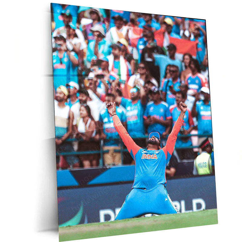 Rohit Sharma Celebration Metal Poster – Hitman’s Iconic Moments - TURTLEWINGS