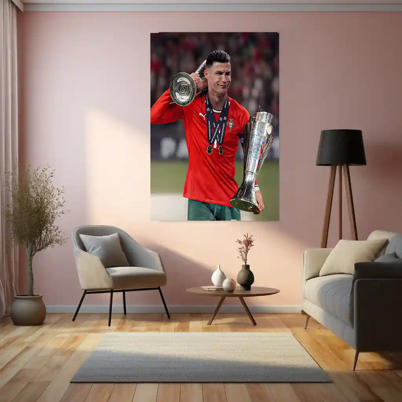 Football | 🏆 Cristiano Ronaldo Wins 2025 UEFA Nations League – Metal Poster | Football Glory Wall Art 02 - TURTLEWINGS