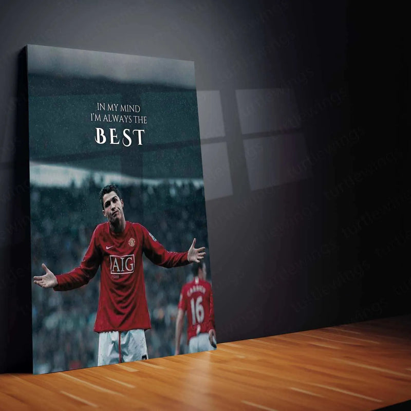 Cristiano Ronaldo Metal Poster | GOAT Portrait Wall Art | Football Legend Decor - TURTLEWINGS