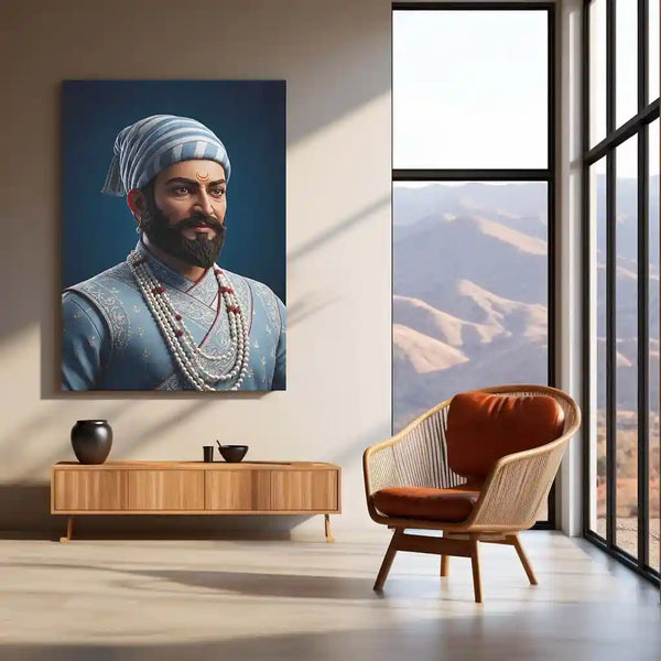 Chhatrapati Shivaji Maharaj Metal Frame | Warrior King Wall Art | Metal Frame