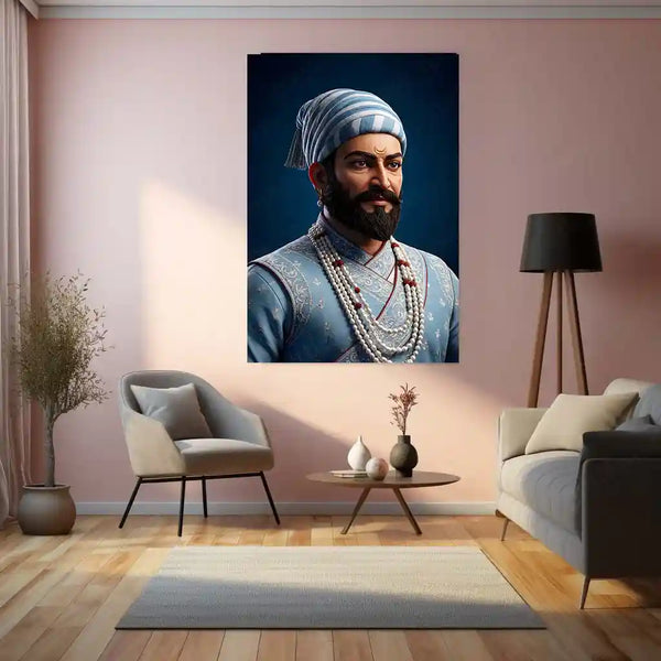 Chhatrapati Shivaji Maharaj Metal Frame | Warrior King Wall Art | Metal Frame