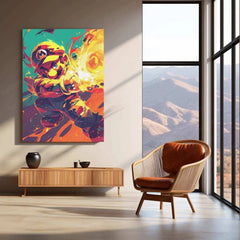 Mario Fireball Metal Poster – HD Attack Pose in Green & Yellow - TURTLEWINGS