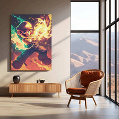 Mario Fireball Metal Poster – HD Action in Green & Yellow - TURTLEWINGS