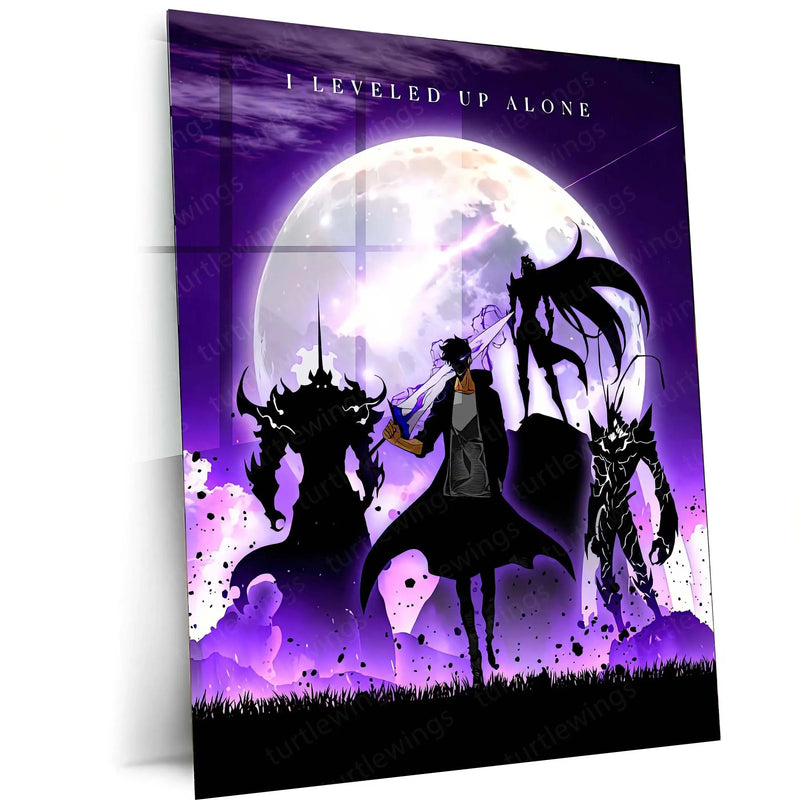 Solo Leveling Metal Poster | Sung Jin-Woo Shadow Monarch Wall Art | Anime Manhwa Decor 01 - TURTLEWINGS