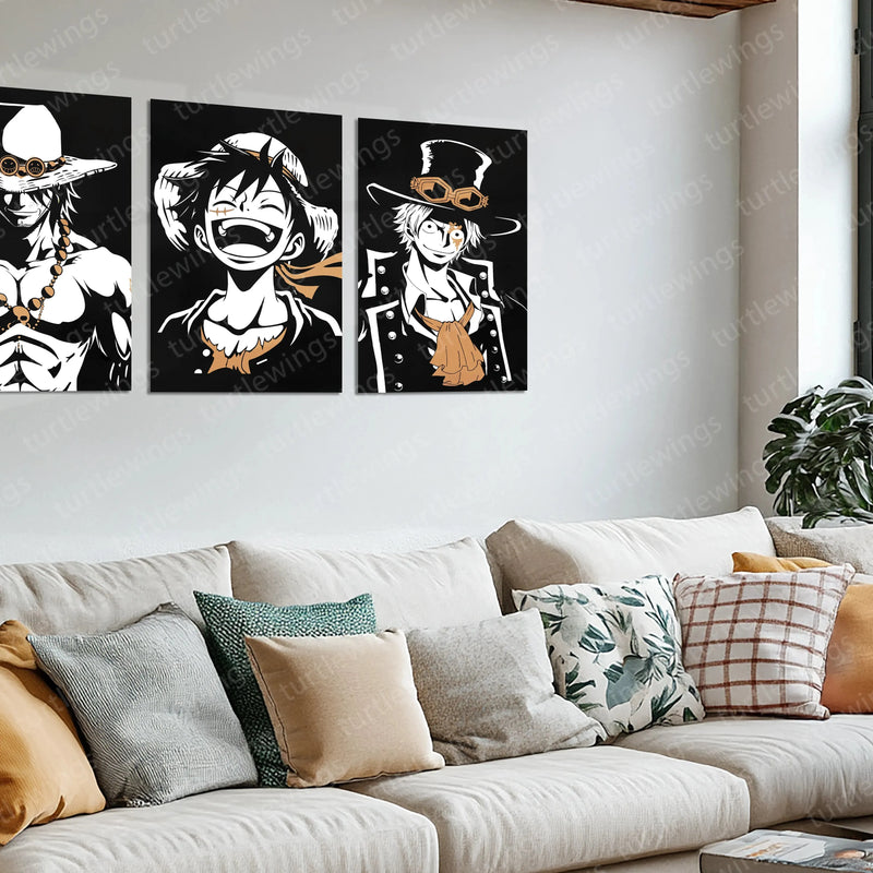Anime Metal Poster | Ace, Luffy & Sabo Metal Poster Set – One Piece Brothers Wall Art Collection - TURTLEWINGS