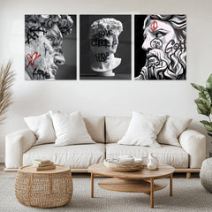 Rebel Renaissance – Luxury Street Art Metal Poster Set of 3 | Modern Luxury Wall Frames | Bold Urban Aesthetic