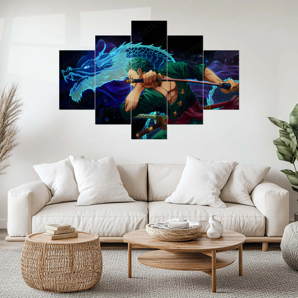 Tanjiro Metal Poster Set of 5 – Split Wall Art | Demon Slayer Water Breathing Edition | Anime Metal Frame Collection