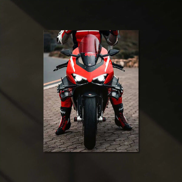 Ducati Panigale V4 Neon LED Metal Frame | Redline Superbike Wall Poster | High-Speed Glow Art 01