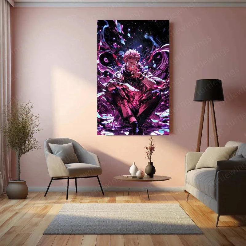 Sukuna Metal Poster – King of Curses | Jujutsu Kaisen Wall Art | Dark Power Decor 2 - TURTLEWINGS