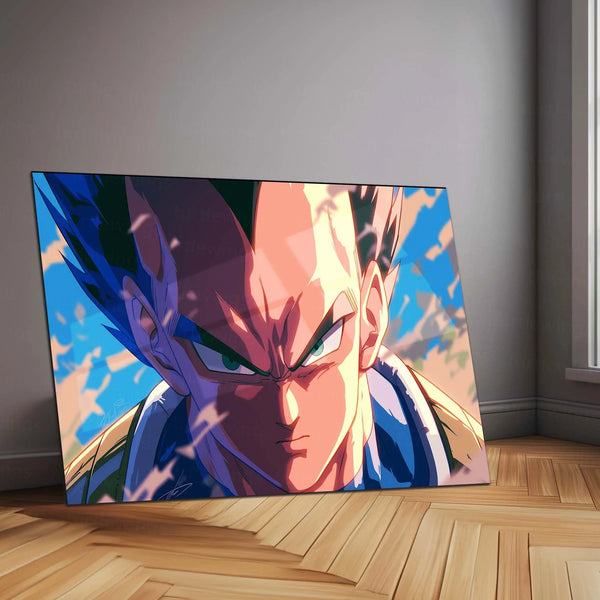 Anime Metal Poster | Vegeta Blue Eyes Metal Poster | Super Saiyan Blue Wall Art | Dragon Ball Anime Warrior Decor - TURTLEWINGS
