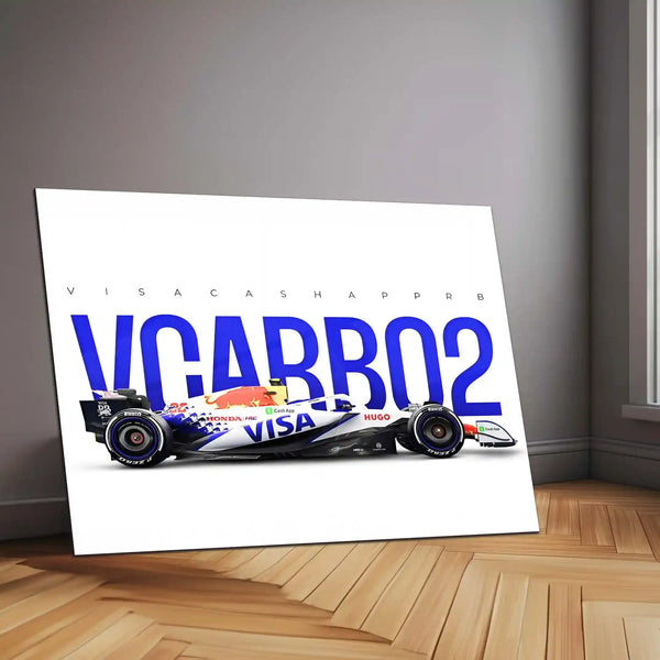Visa Cash App RB – VCARB 02 Metal Frame | 2024 Formula 1 Car Wall Art - TURTLEWINGS