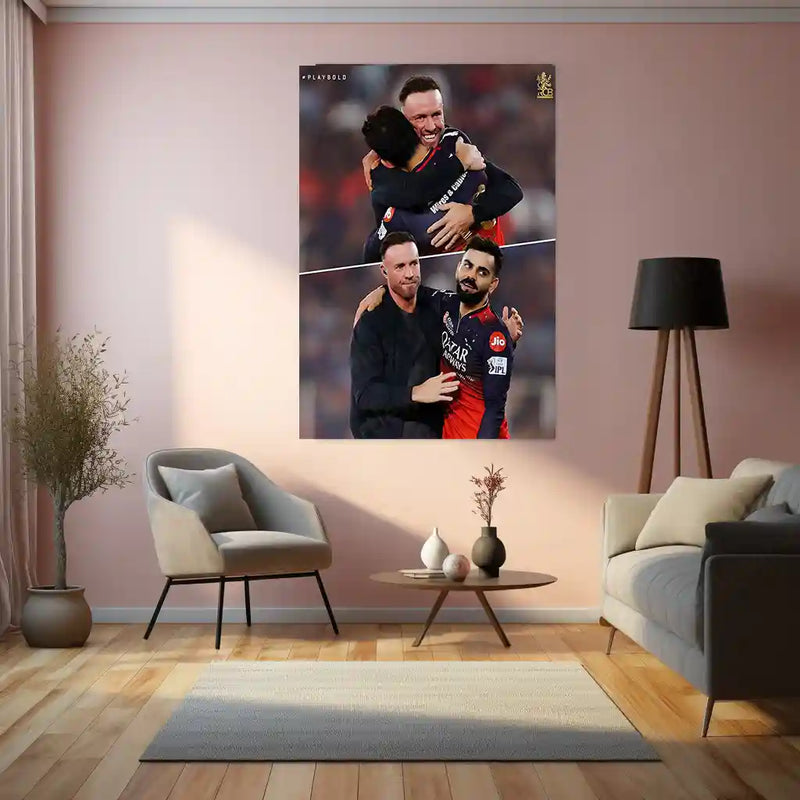 Cricket Metal Poster |🔥 Virat Kohli & AB de Villiers RCB IPL 2025 Victory Metal Poster | Brotherhood of Champions Wall Art 02 - TURTLEWINGS