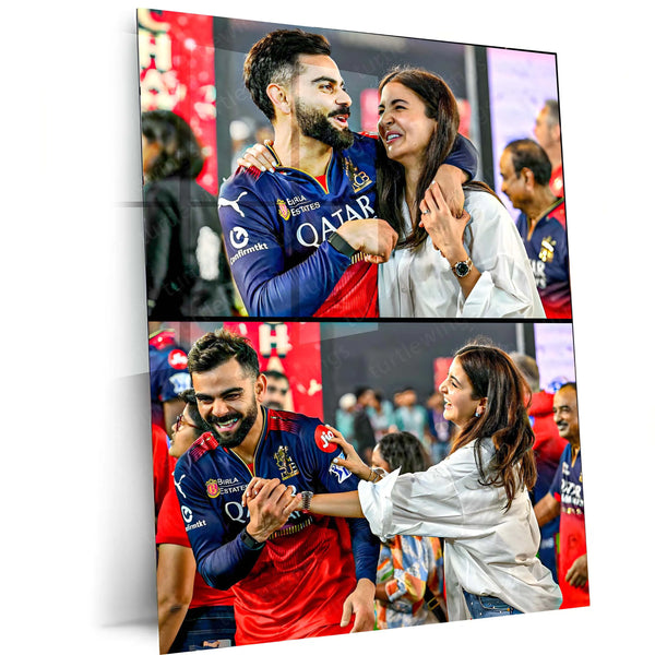 Cricket Metal Poster |💑 Virat Kohli & Anushka Sharma Celebrate RCB's IPL 2025 Win – Iconic Couple Metal Poster | Cricket x Love Edition - TURTLEWINGS