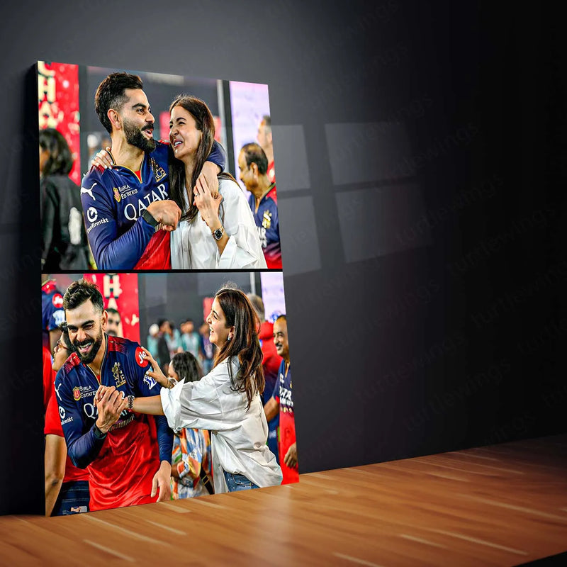Cricket Metal Poster |π Virat Kohli & Anushka Sharma Celebrate RCB's IPL 2025 Win β Iconic Couple Metal Poster | Cricket x Love Edition - TURTLEWINGS