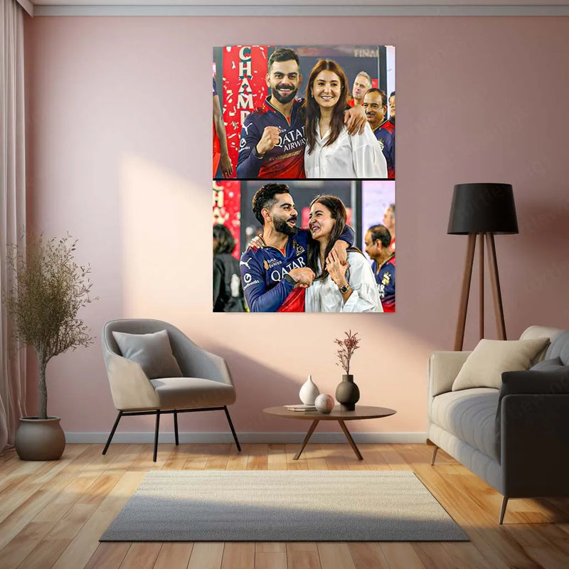 Cricket Metal Poster |π Virat Kohli & Anushka Sharma Celebrate RCB's IPL 2025 Win β Iconic Couple Metal Poster | Cricket x Love Edition 01 - TURTLEWINGS