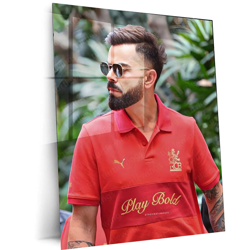 Sport Metal Poster | Virat Kohli Metal Poster | Cricket Legend Wall Art | Inspirational Sports Decor - TURTLEWINGS