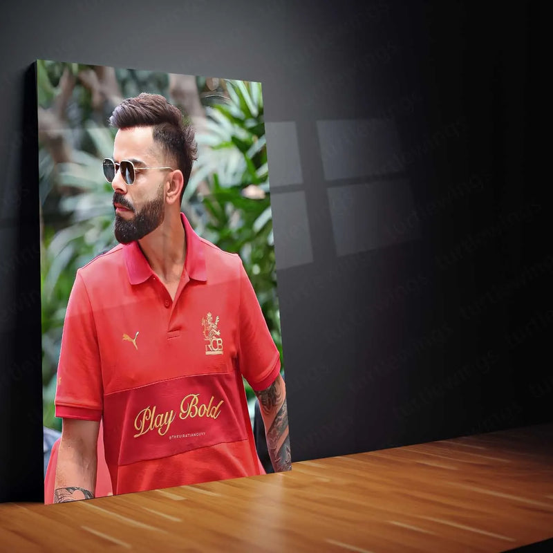 Sport Metal Poster | Virat Kohli Metal Poster | Cricket Legend Wall Art | Inspirational Sports Decor - TURTLEWINGS