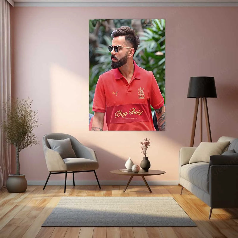 Sport Metal Poster | Virat Kohli Metal Poster | Cricket Legend Wall Art | Inspirational Sports Decor - TURTLEWINGS