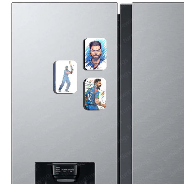 🏏 Virat Kohli – Set of 3 Fridge Magnets