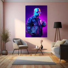 Homer Simpson in Louis Vuitton Metal Poster | Purple Drip Pop Art Wall Decor | Streetwear Meets Cartoon - TURTLEWINGS