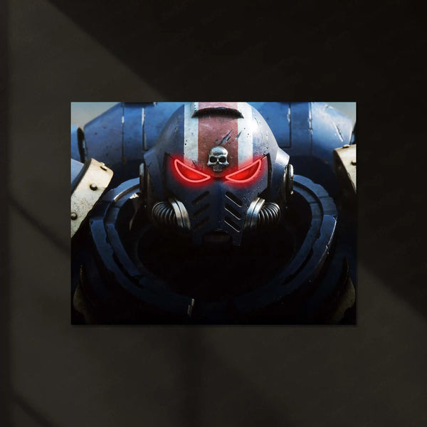 Warhammer 40K Neon LED Metal Frame | Glowing Sci-Fi Battle Wall Art | HD Printed on Metal 04