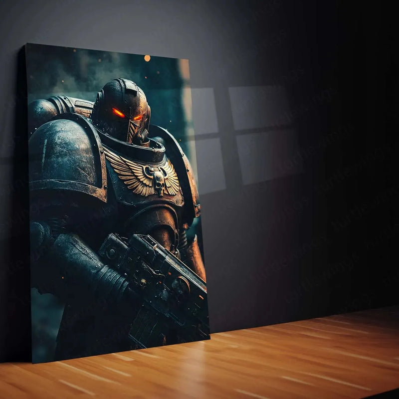 Warhammer Metal Poster | Epic Sci-Fi Fantasy Warrior Wall Art - TURTLEWINGS