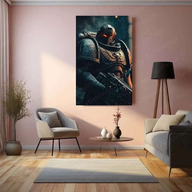 Warhammer Metal Poster | Epic Sci-Fi Fantasy Warrior Wall Art - TURTLEWINGS